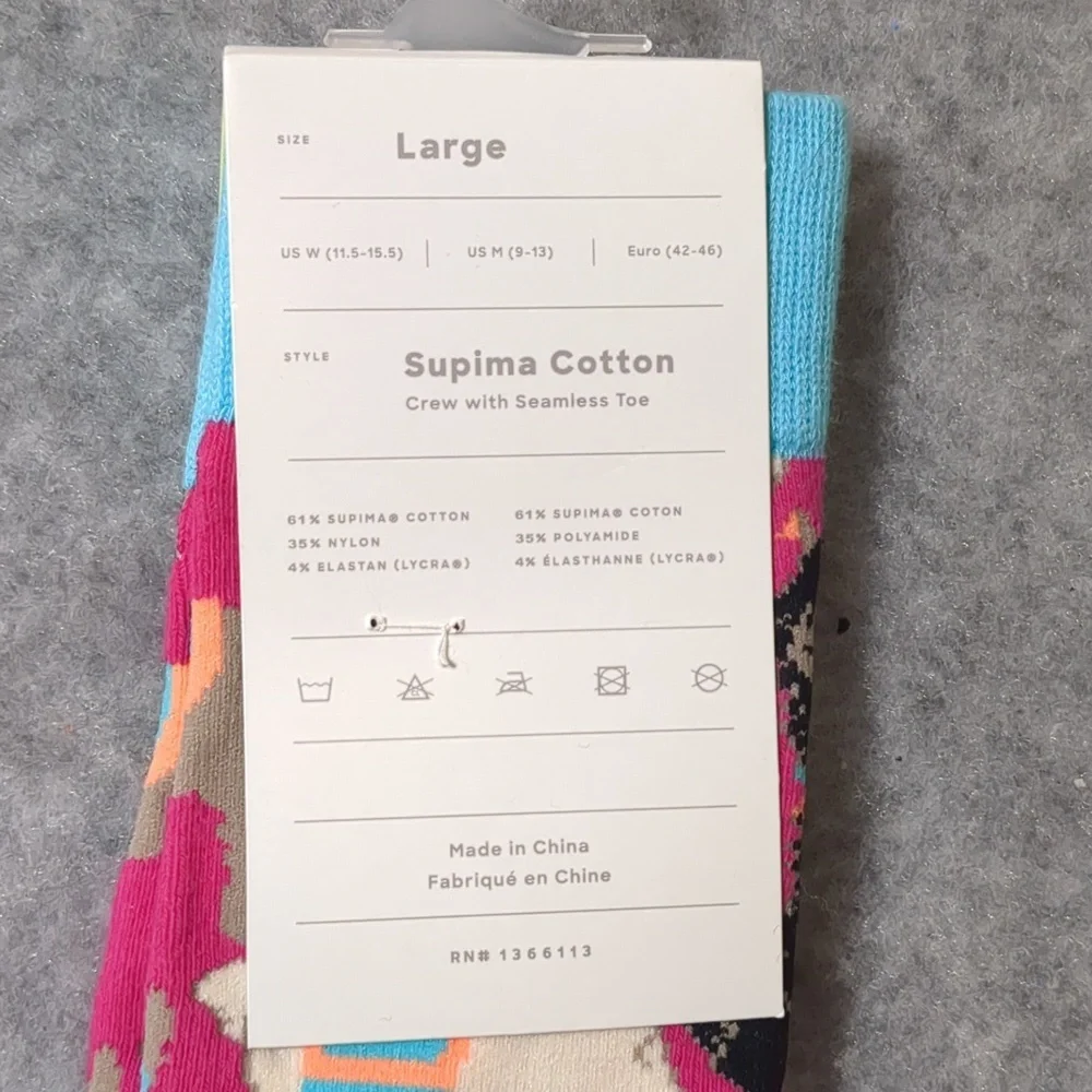 New MeUndies 2 pairs unisex Socks size Large  W 11.5 M 9 supima cotton